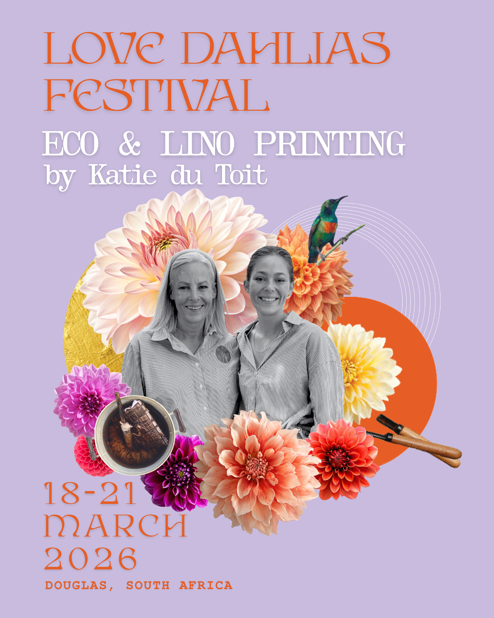 Eco and Lino Fabric Printing Workshop - Katie du Toit - Love Dahlias - south - africa - flower - bulbs